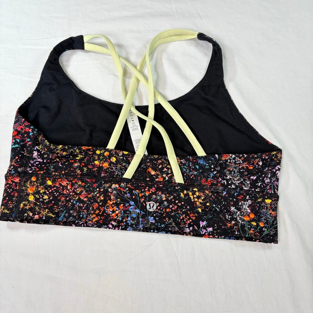 lululemon sports bra crossing straps, racerback, black rainbow speckled Size 10 - Picture 2 of 4